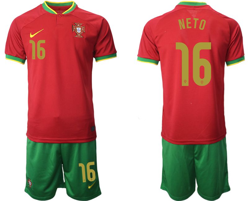 Men 2022 World Cup National Team Portugal home red #16 Soccer Jersey->portugal jersey->Soccer Country Jersey